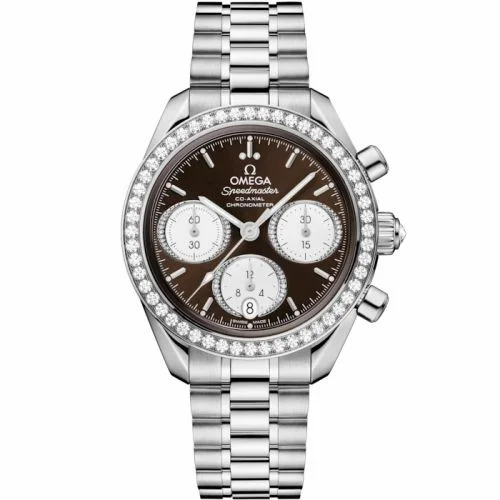 Omega Speedmaster Date 38 Stainless Steel - Diamond / Brown / Bracelet 324.15.38.50.63.001 (32415385063001)